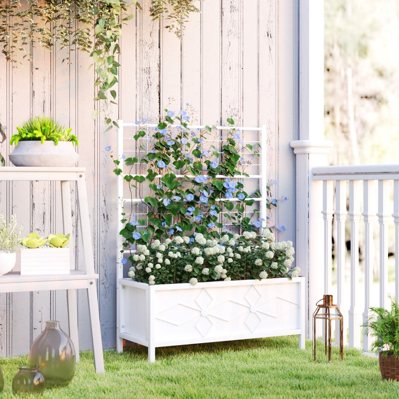 Outdoor Planter Box Galvanized Raised Garden Bed With Trellis For