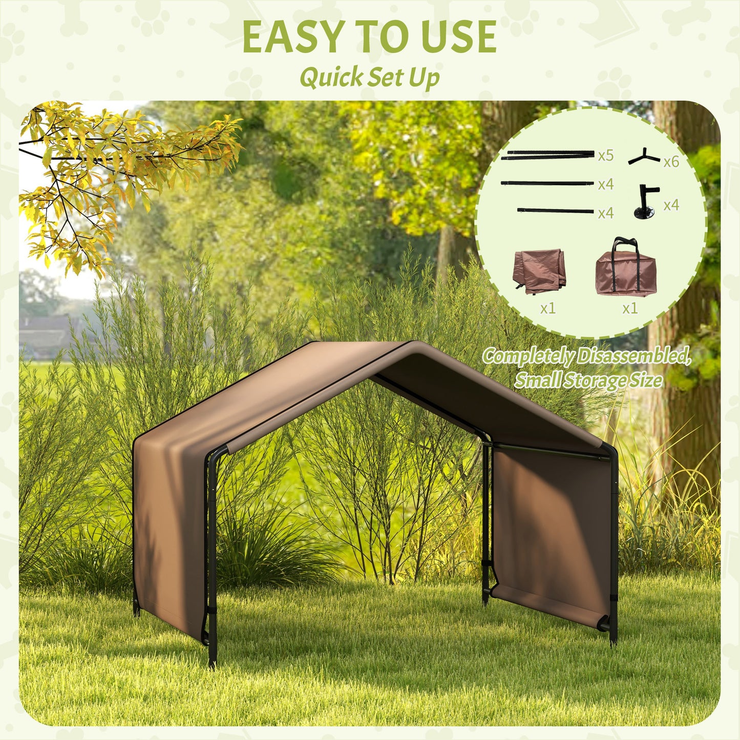 Water-Resistant Outdoor Dog Tent - Portable Shelter for Pets, Brown, 650x180x160 mm