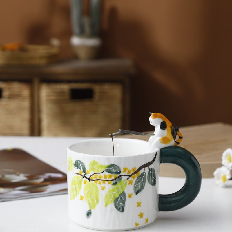 Cute Cartoon Pet Ceramic Mug - Handmade Animal Drinkware for Kitchen