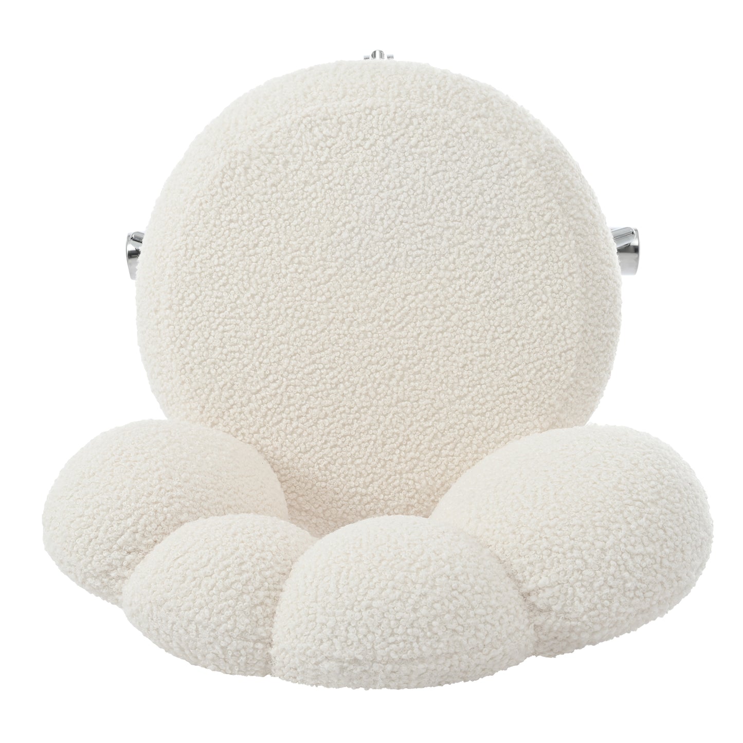 360° Swivel Height Adjustable Office Chair - White Teddy Fabric