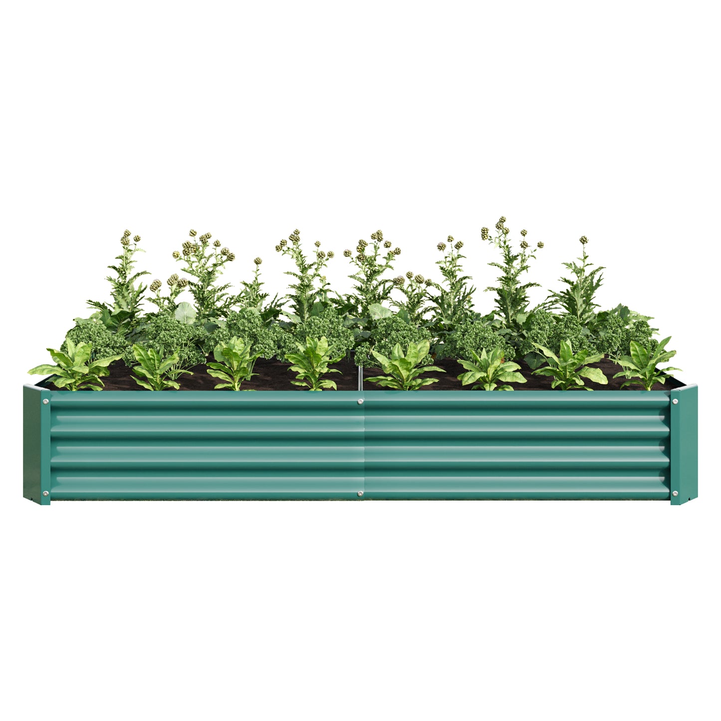 2PCS Green Metal Raised Garden Planter Beds - 6'x3'x1'