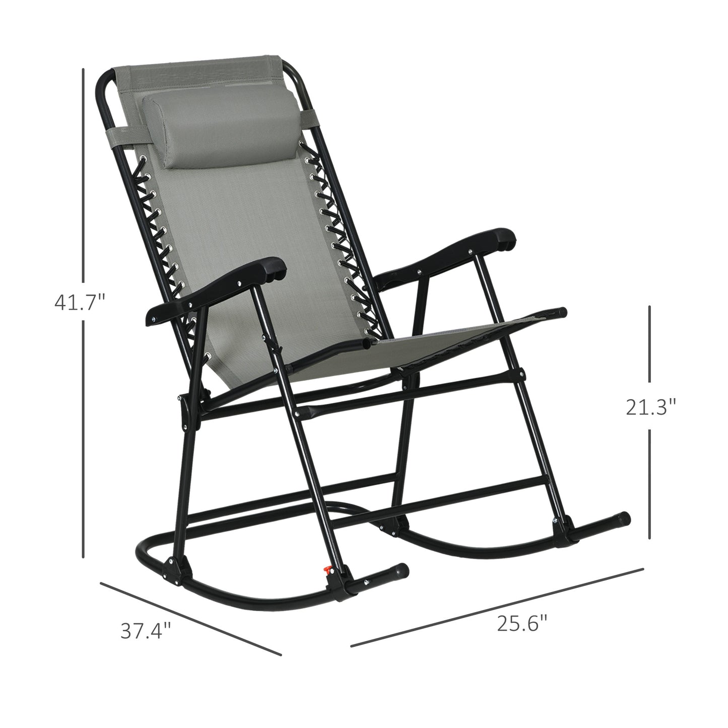 Folding Rocking Chair Set of 2 for Outdoor Relaxation - Gray