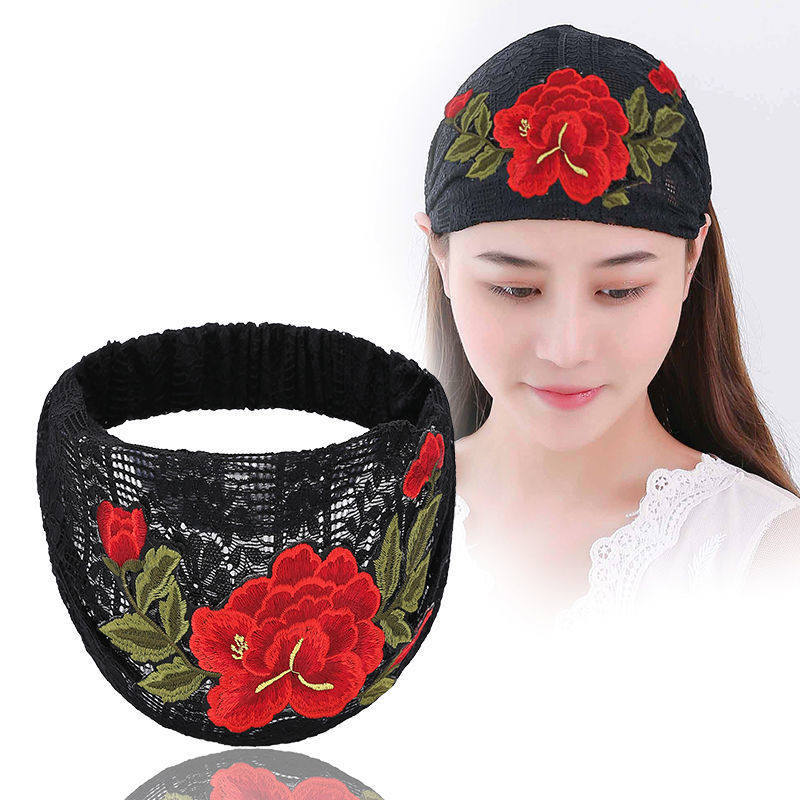 Embroidered Flower Wide-Brimmed Hair Headband for Women - Multiple Colors