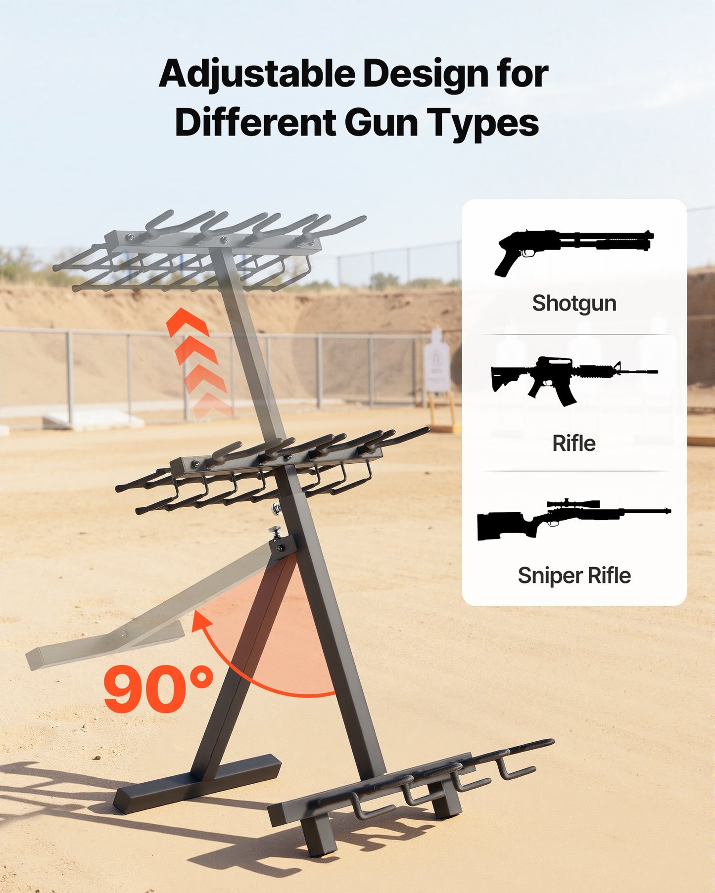 Heavy Duty Folding Steel Gun Rack - Holds 7 Pistols & 4 Rifles, Indoor Outdoor Storage