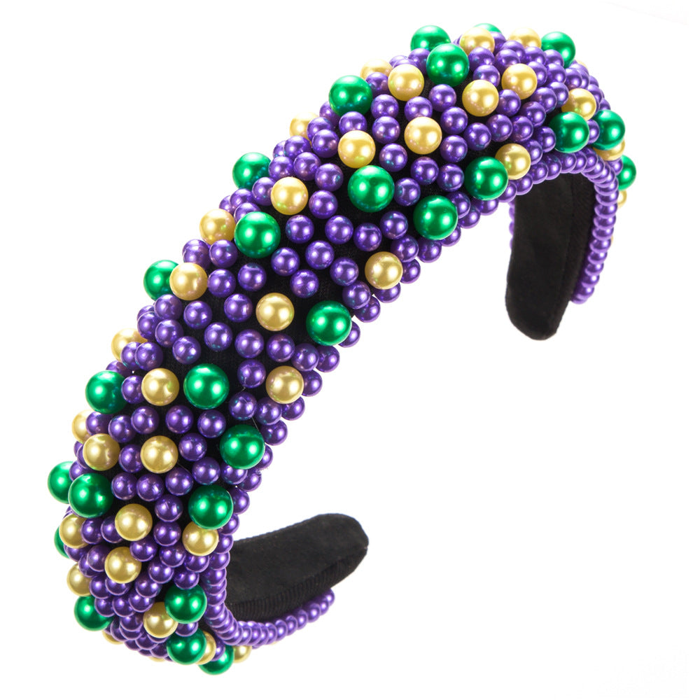 Colorful Pearl Hairband for Women - Fashion Hair Accessories with Sponge Design