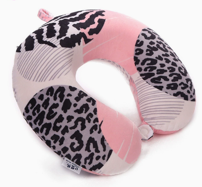 Printed Travel Neck Pillow with Micro Beads and Carry Loop - Support & Comfort