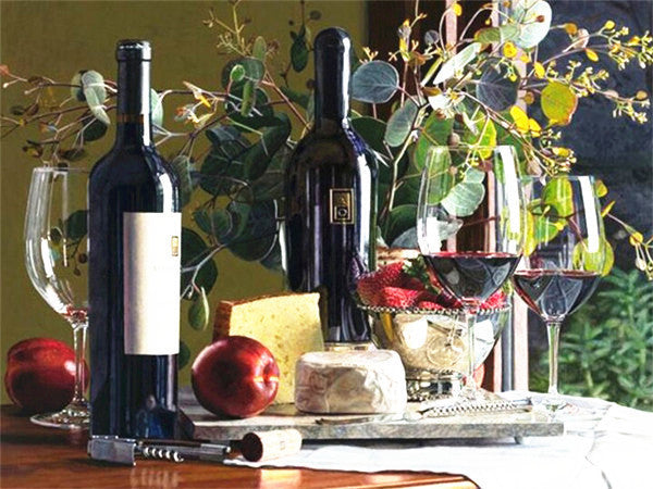 Red Wine Diamond Painting Kit Full Landscape Art - Multiple Sizes & Styles