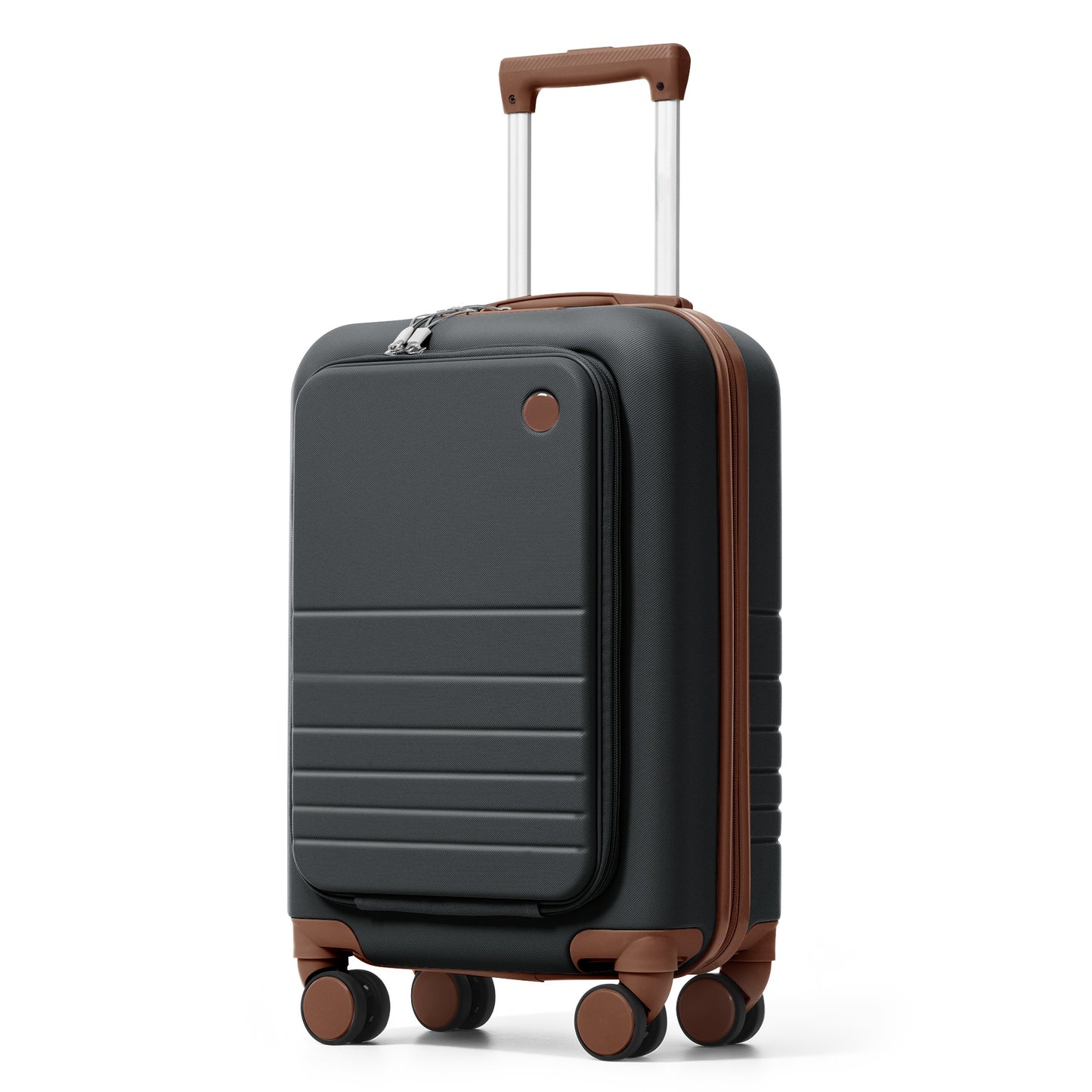 4-Piece Luggage Set with USB Charging Ports - Black & Brown