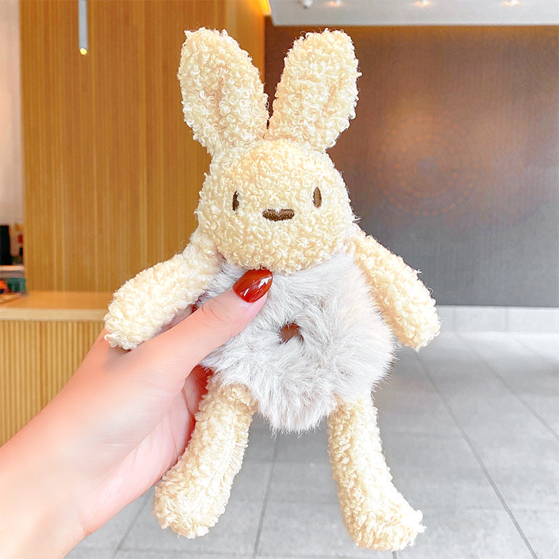 Cute Plush Hair Tie Circle Scalp Band Ponytail Holder for Kids & Women