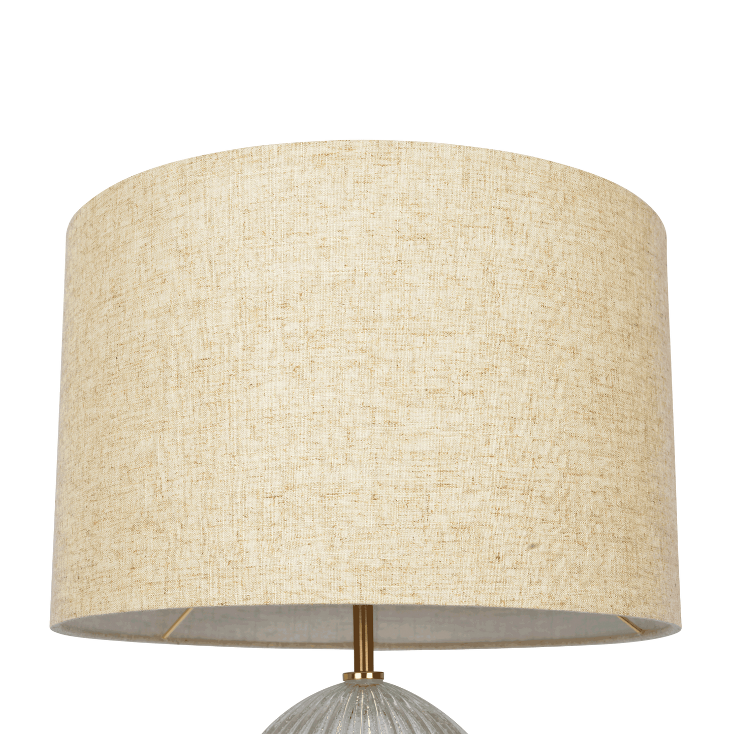 Aurora Ribbed Glass Lamp Base Clear Table Large Linen Shade