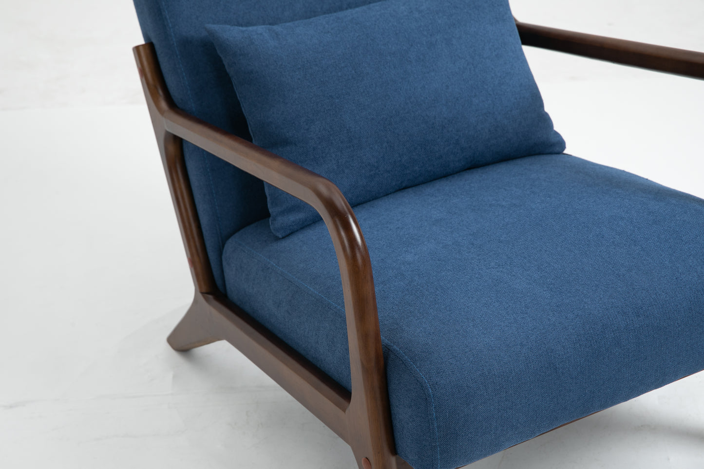 Mid Century Modern Accent Chair - Blue Upholstered Armchair