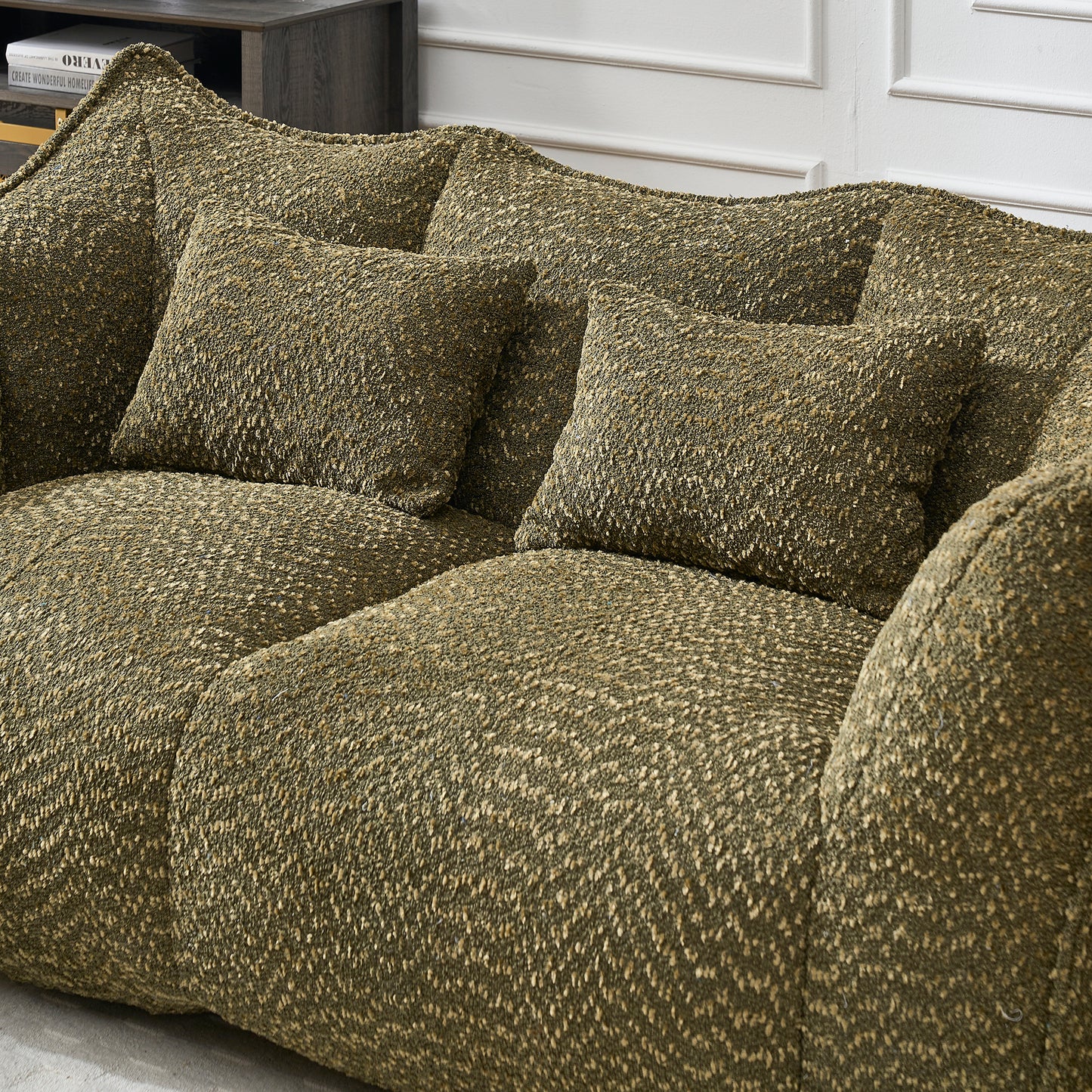 Comfortable Square Bean Bag Chair - Olive Green, Foam Core for 2