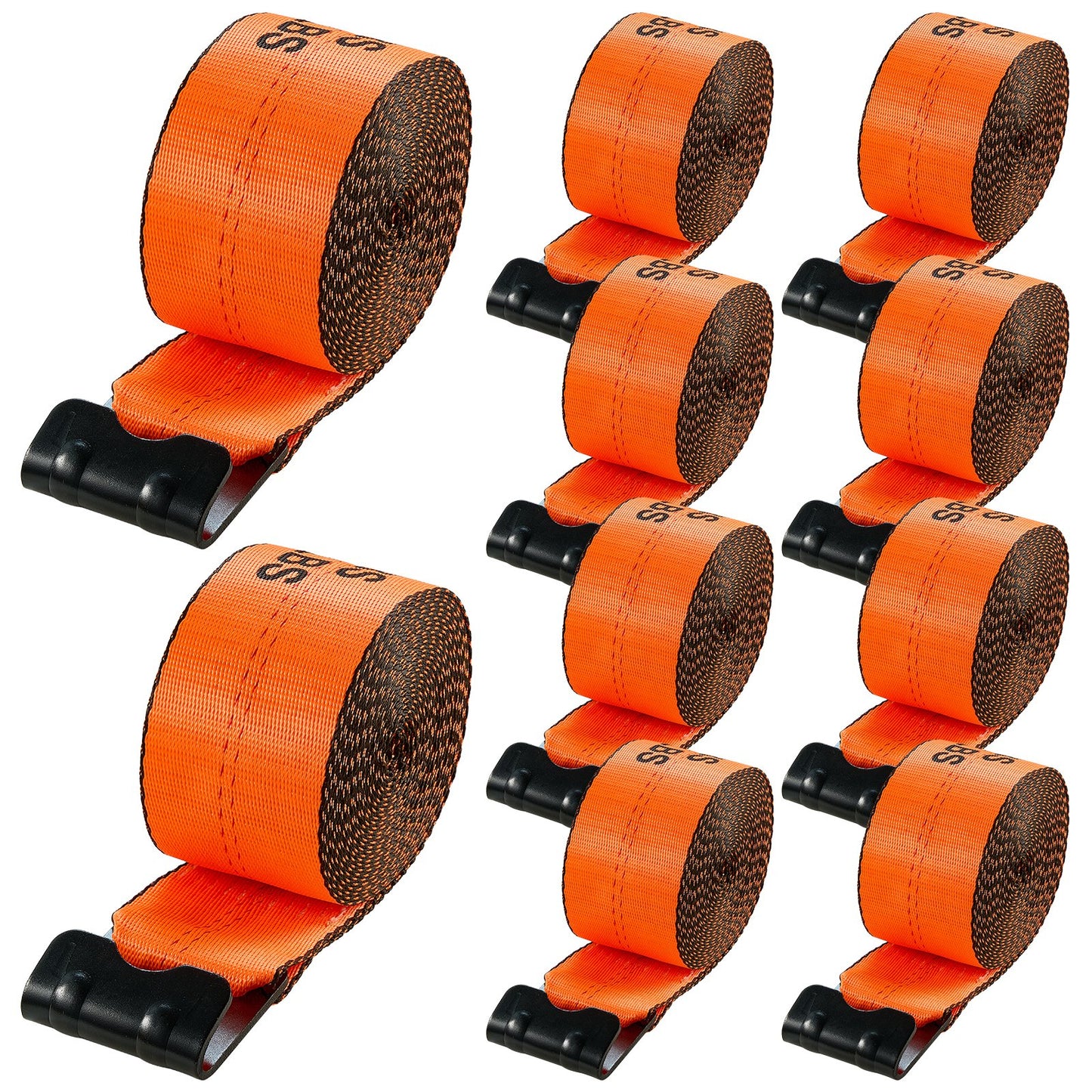 Heavy Duty Winch Straps 4In x 30Ft with Flat Hook - 10 Pack for Towing
