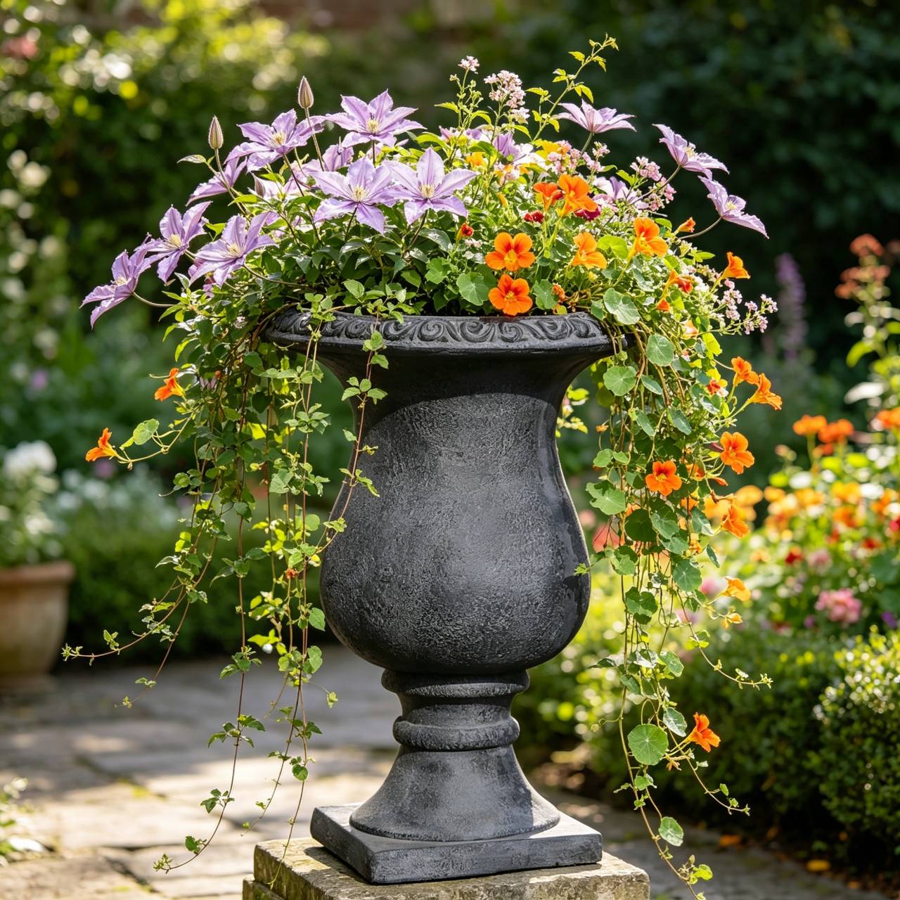 Antique Black Garden Planter - Magnesium Oxide, 26.38" x 16.53"