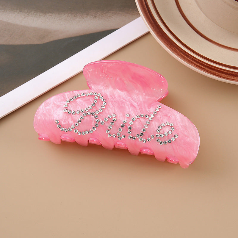 Acrylic Hair Clip With Rhinestones - 10cm