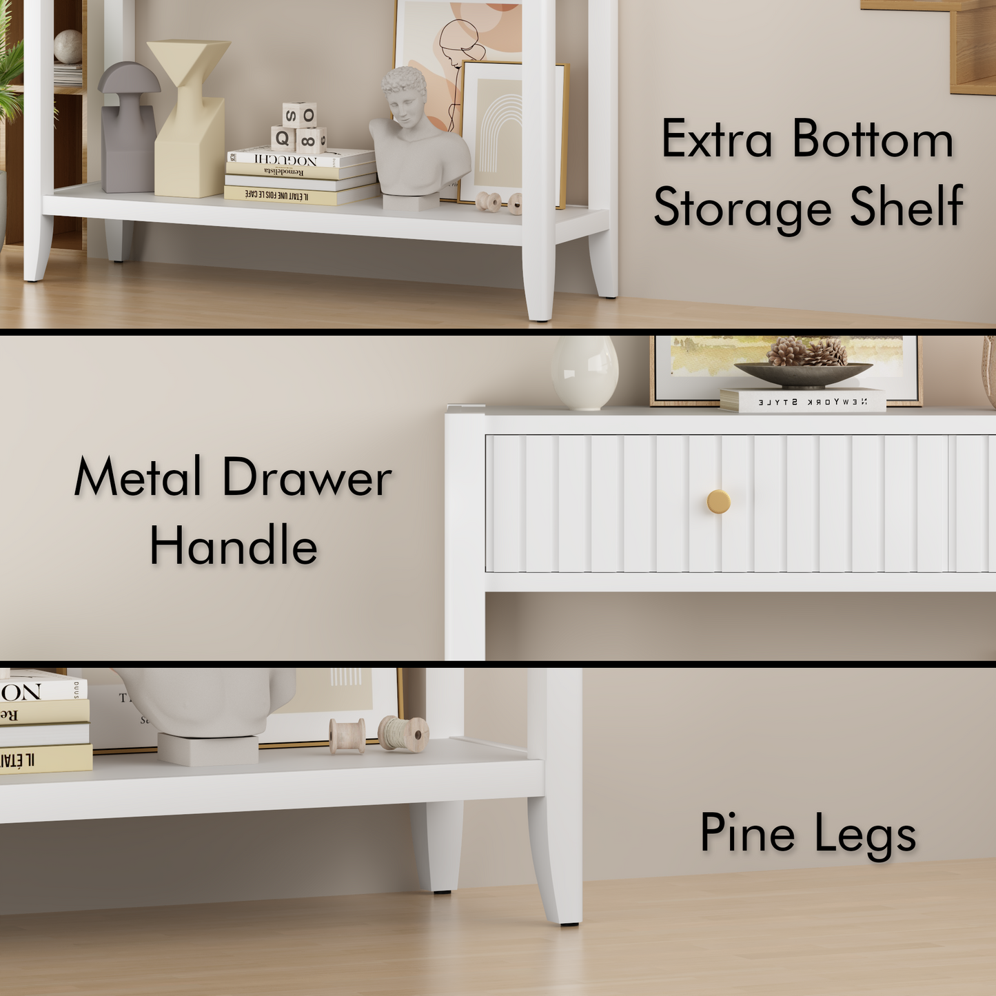 29.5" Tall Console Table with Drawers - White Accent Table