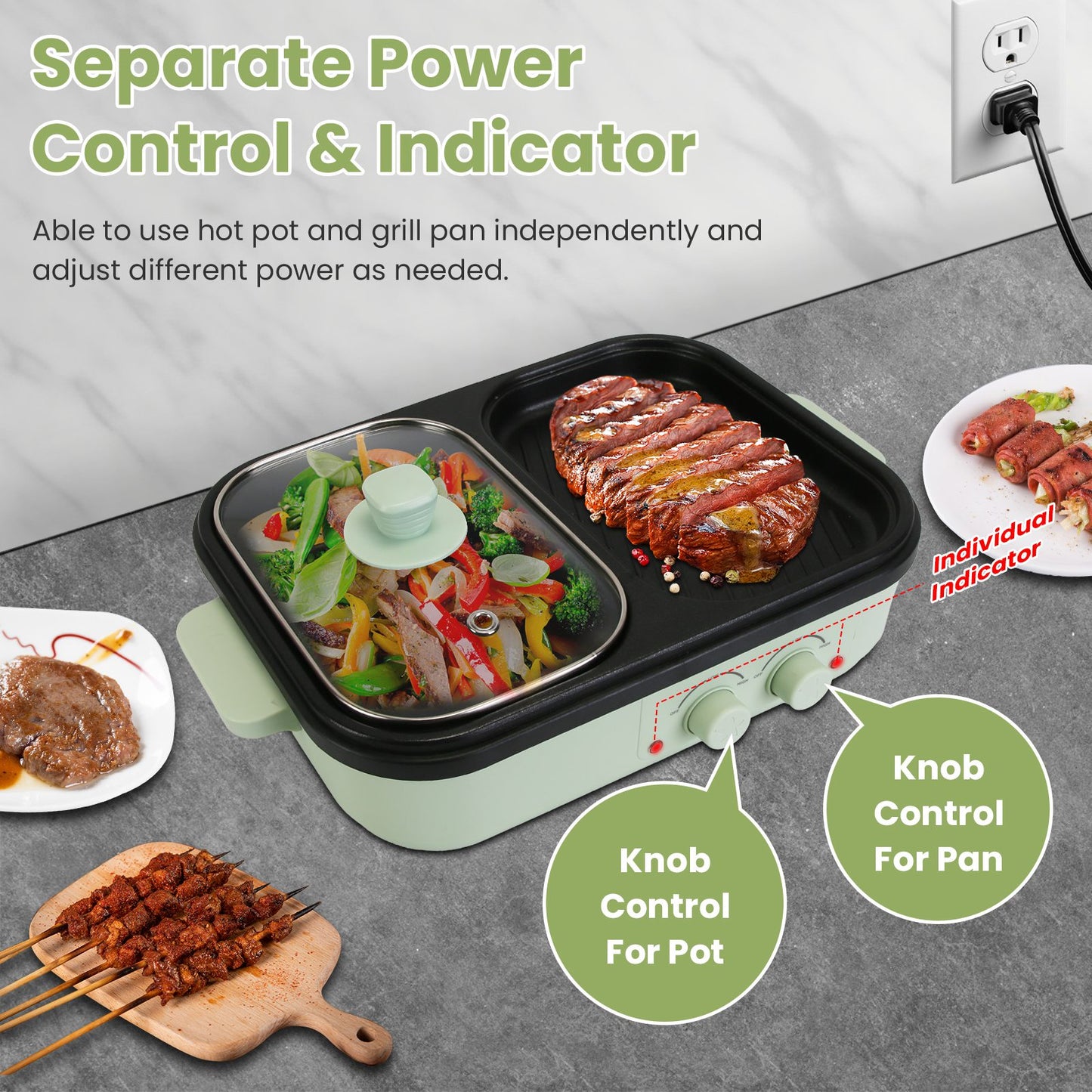 2-in-1 Electric Hot Pot & Grill - Portable Non-Stick Cooker