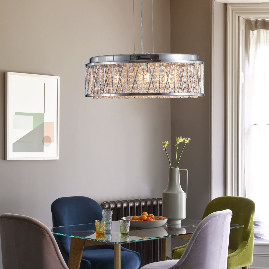 Modern Crystal Chandelier - 19 Inch Round Ceiling Light Fixture