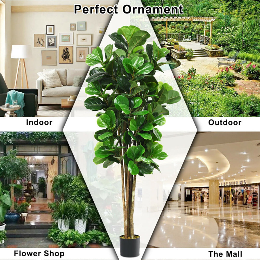 6-Foot Artificial Fiddle Leaf Fig Tree - Green