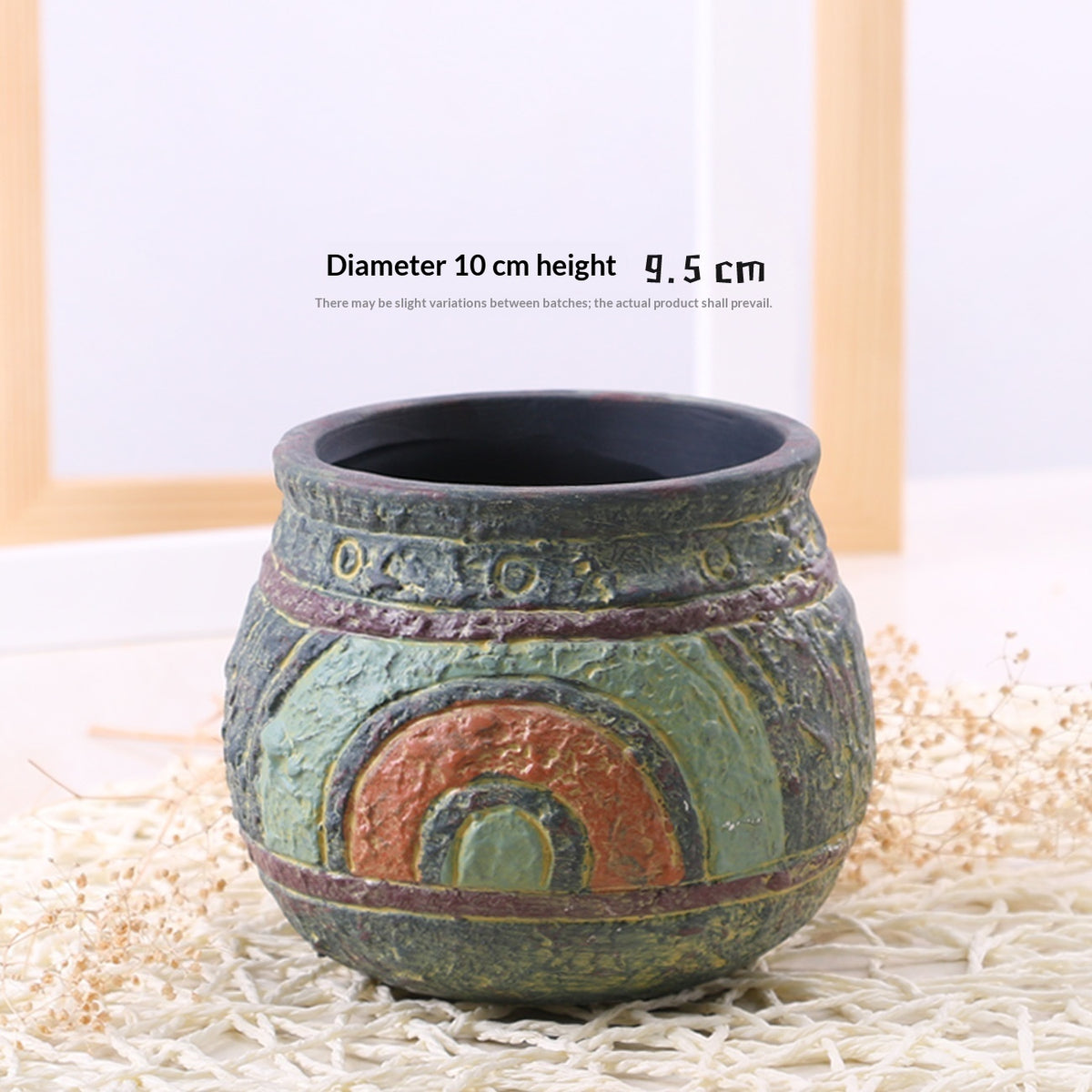 Mediterranean-Style Hand-Painted Ceramic Succulent Pot - Rustic Flower Planter