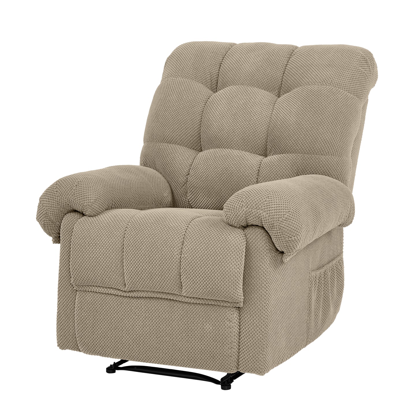 Overstuffed Recliner Chair - Camel Fabric Armchair with Footrest