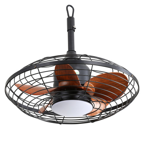 20 Inch Outdoor Ceiling Fan with LED 18W 3CCT Reversible DC Motor Black