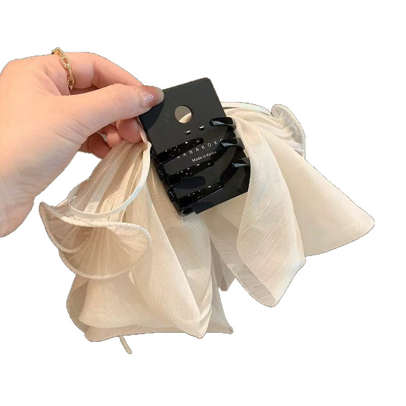Korean Style Ponytail Grip Clip - Chiffon Bow