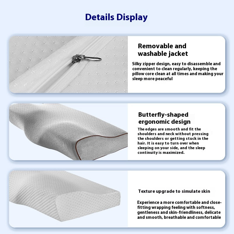 Rebound Memory Foam Pillow for Adults - Supportive Sleep Cushion - White & Gray