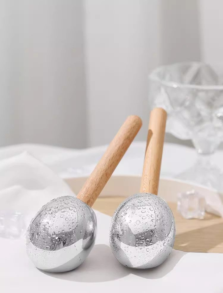 Stainless Steel Facial Ice Ball Massage Spoon - Hot & Cold Beauty Tool