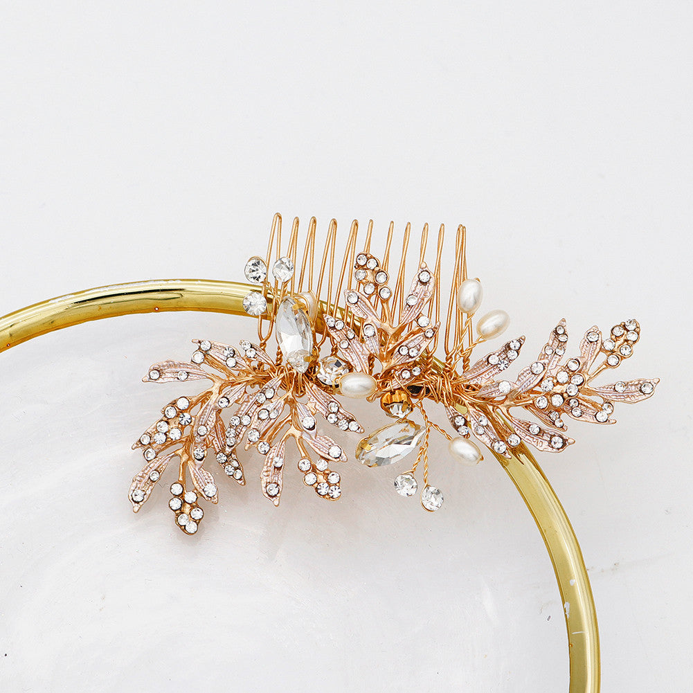 Vintage Diamond Leaf Hairpin Gold