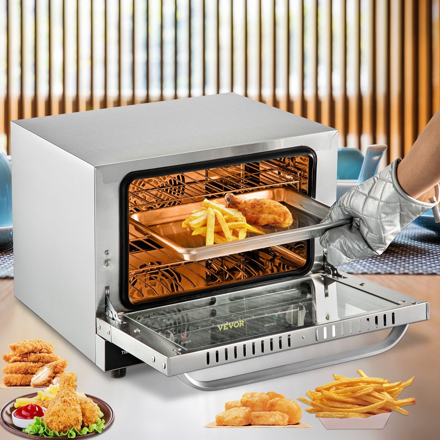 Commercial Countertop Convection Oven 21L with Glass Door & 3 Tiers