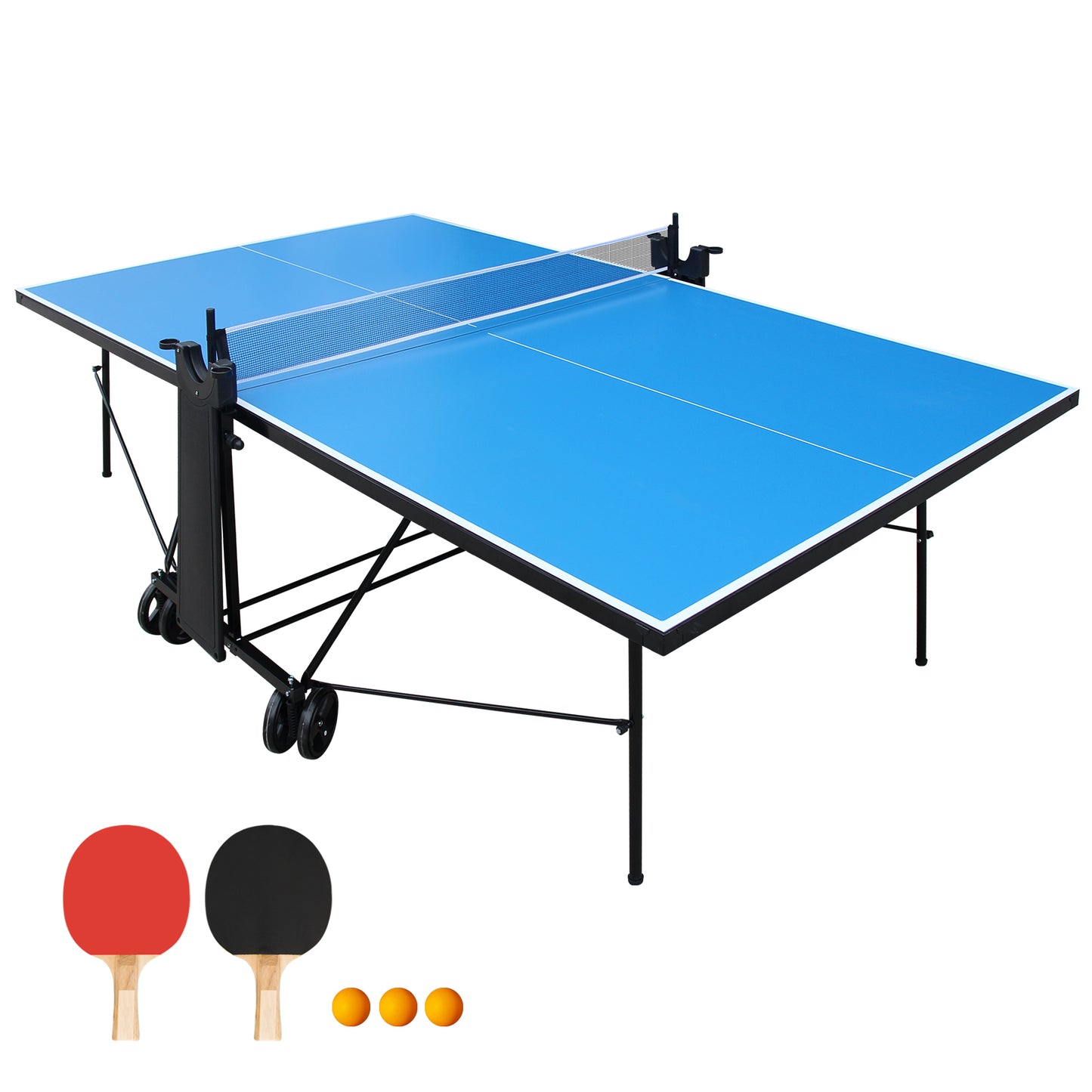 Competition Grade Foldable Outdoor Table Tennis Table Set - Blue