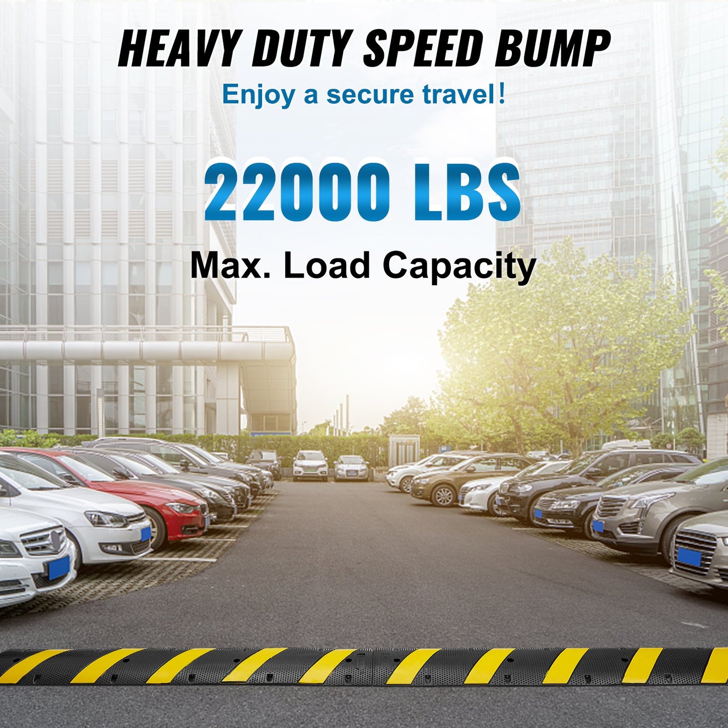 Heavy Duty Rubber Speed Bump Set - 72 Inch 22,000 lbs Load, Multi-Color