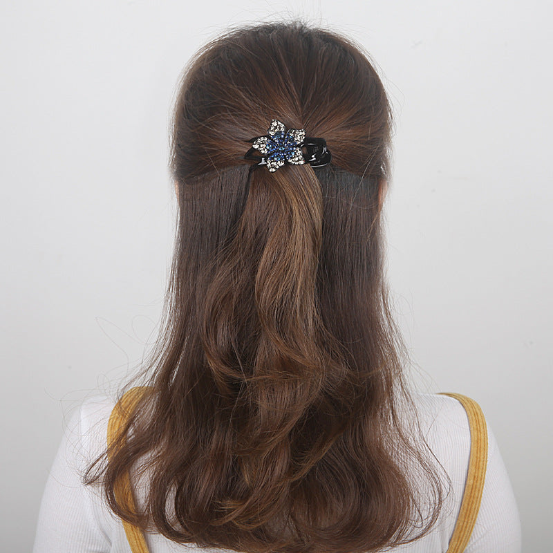 Rhinestone Flower Hair Clamps - Back Head Barrettes for Hair Accessories