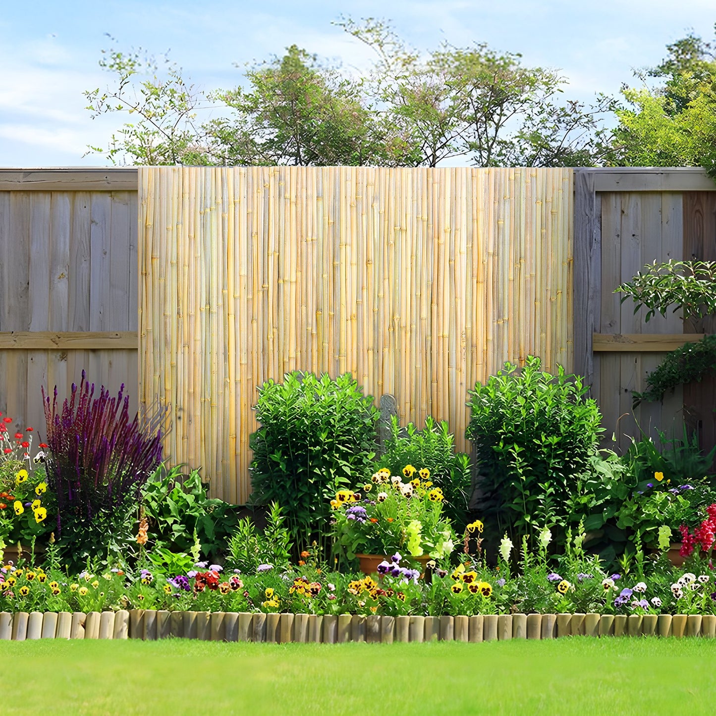 Natural Bamboo Fence Panel 6ft H x 8ft L Privacy Screen Garden Barrier