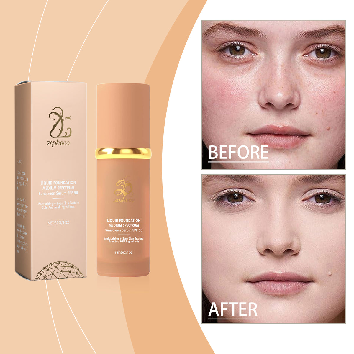 Moisturizing Sunscreen Foundation - 30g Face SPF Makeup