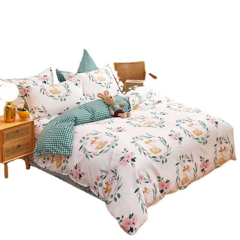 Cotton Bedding Set for Dormitory, Single & Double Quilt Covers - Multiple Sizes & Patterns