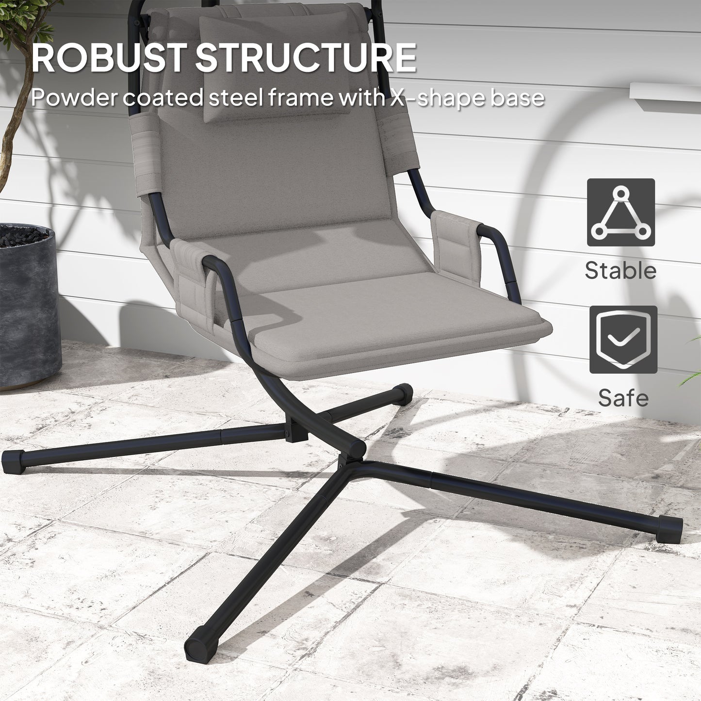 Hammock Chair with Stand and Cushion - Gray Hanging Swing Chair
