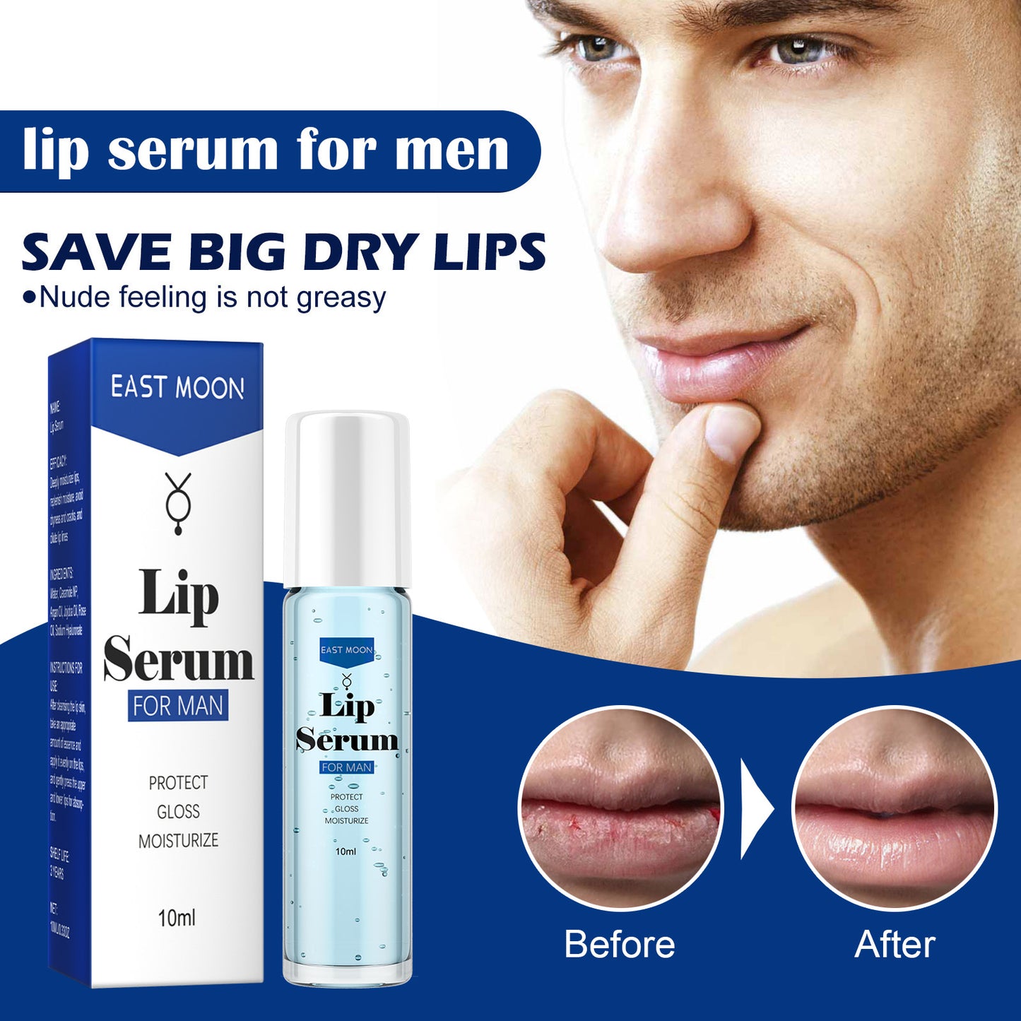 Hydrating Lip Essence Serum - Moisturizing Roller for Dry, Chapped Lips