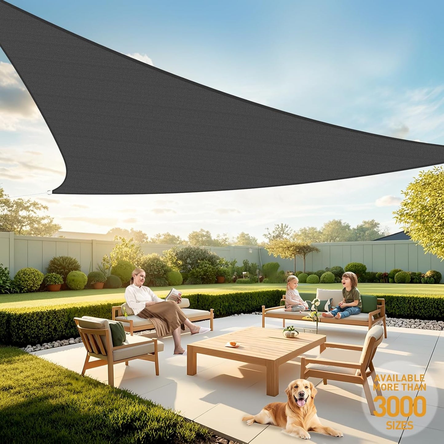 Large Sunshade Sail for Garden & Patio UV Protection 10x10x14 ft - Dark Grey, Mocha, Sand, Light Grey