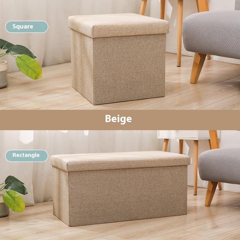 Foldable Shoe Storage Bench with Cotton Linen Upholstery - Multi-Color