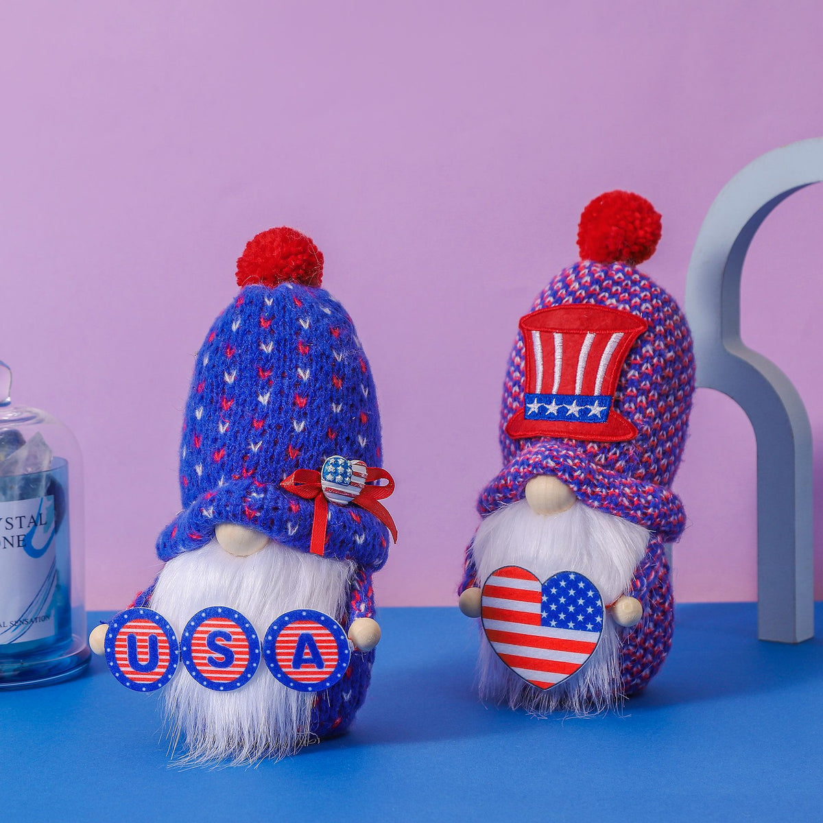 Festive Knitted Hat Doll Ornament for Independence Day Decor - Faceless Rudolf Doll