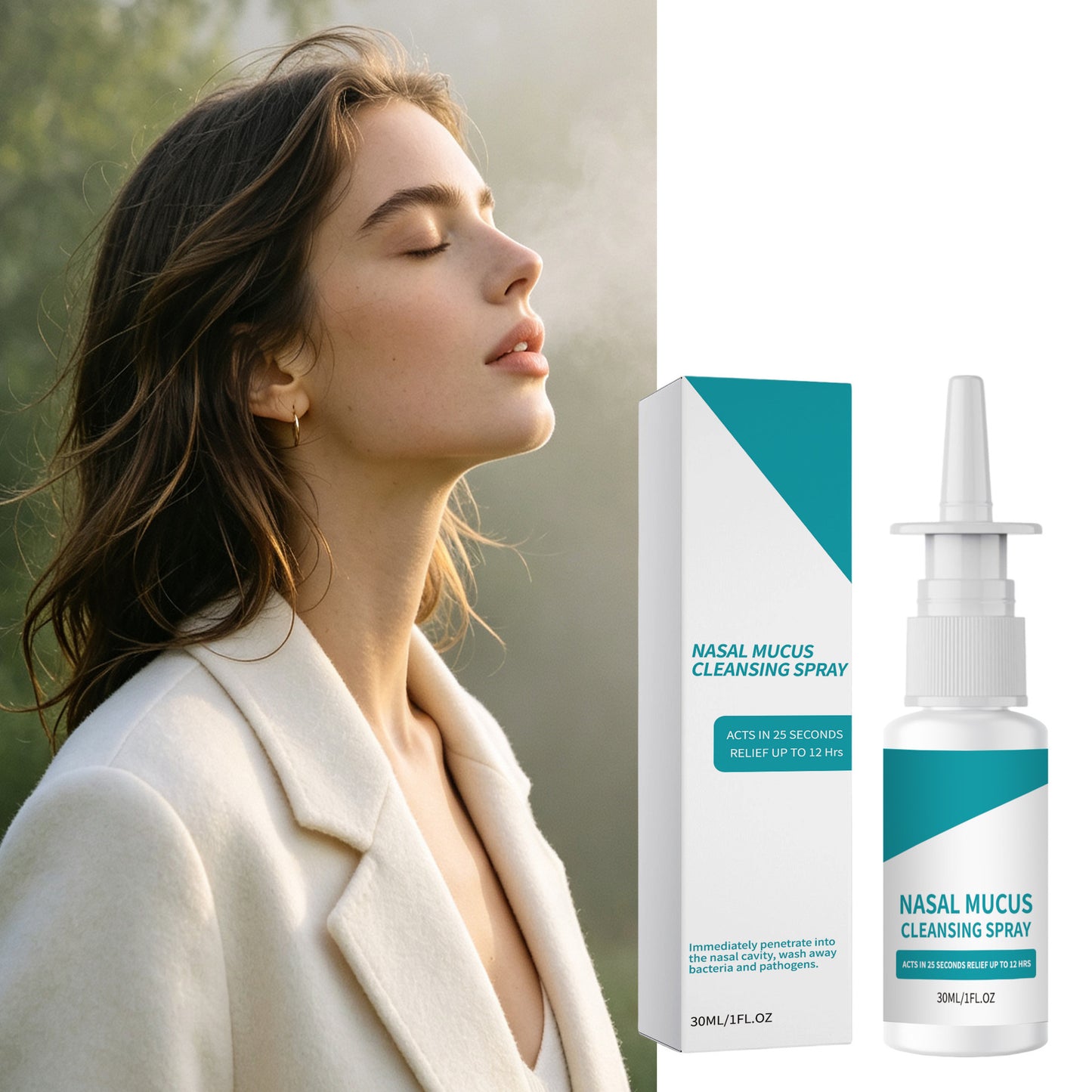Nasal Mucus Cleaning Spray - 30ml Nasal Irrigation Aid, Aloe & Menthol