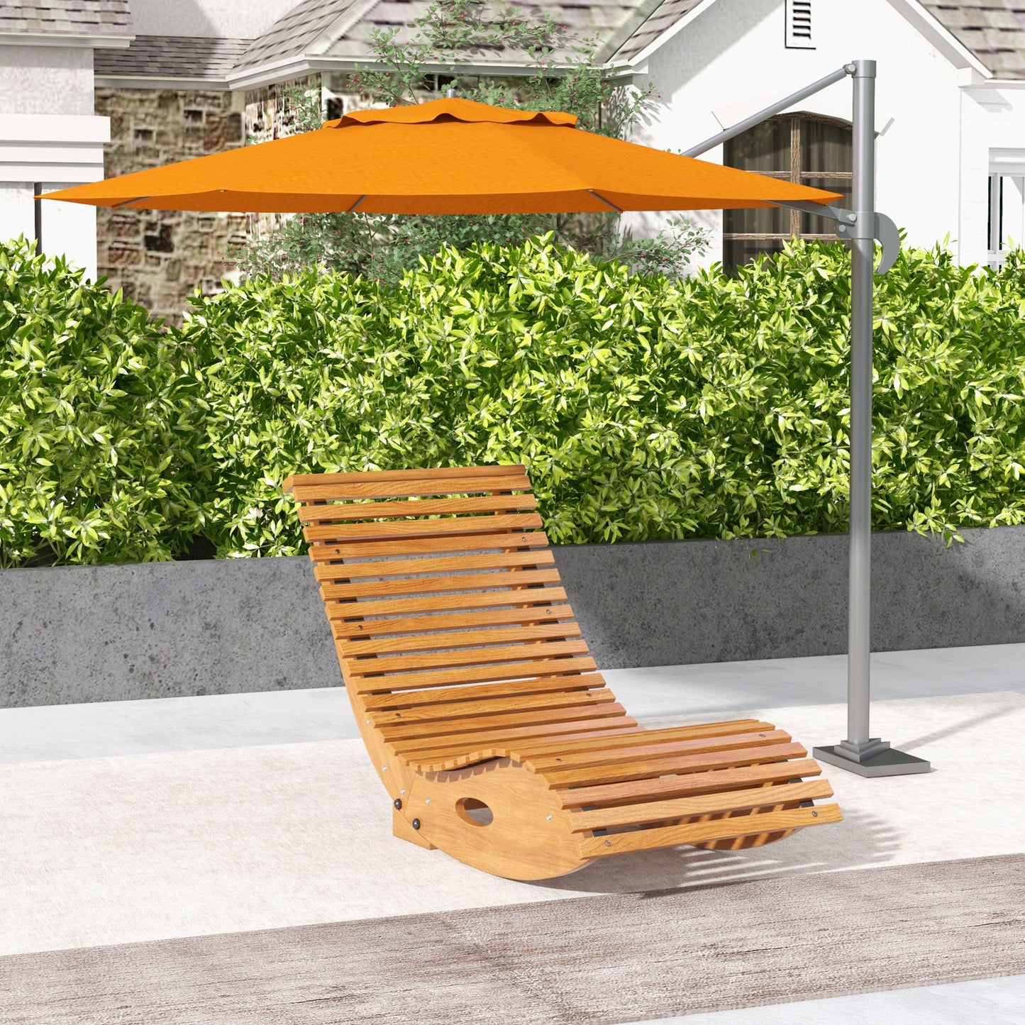 Ergonomic Outdoor Rocking Chair - Teak Wooden Rocker