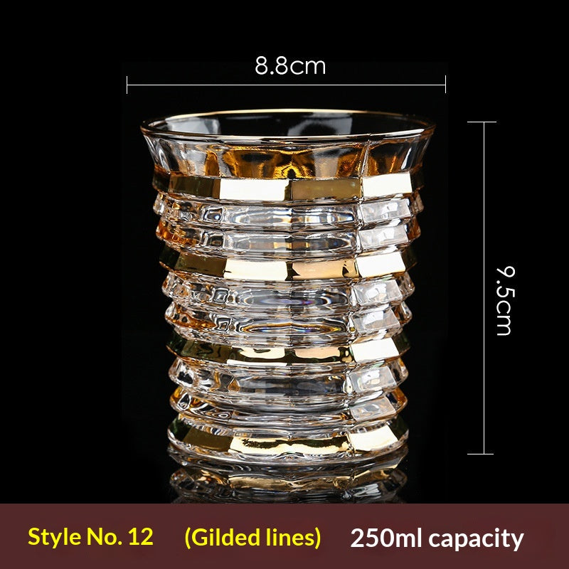 Large Gold-Trimmed Gin Crystal Glass - Vintage Drinkware for Bar & Kitchen