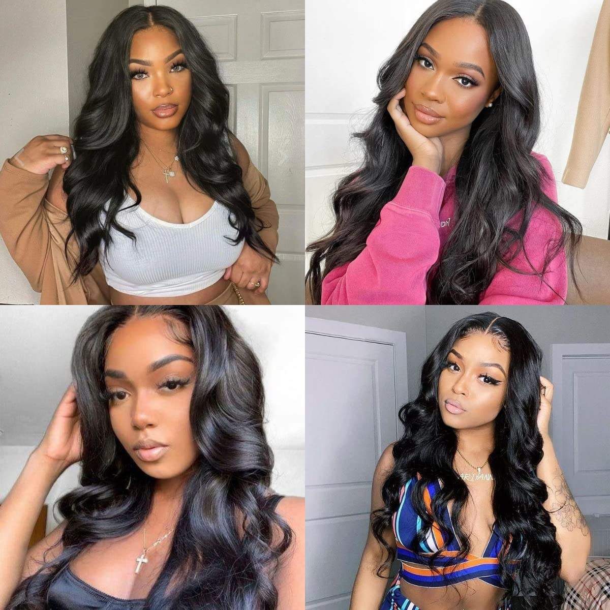 Body Wave Human Hair Lace Closure Wig - 200% Density Natural Color