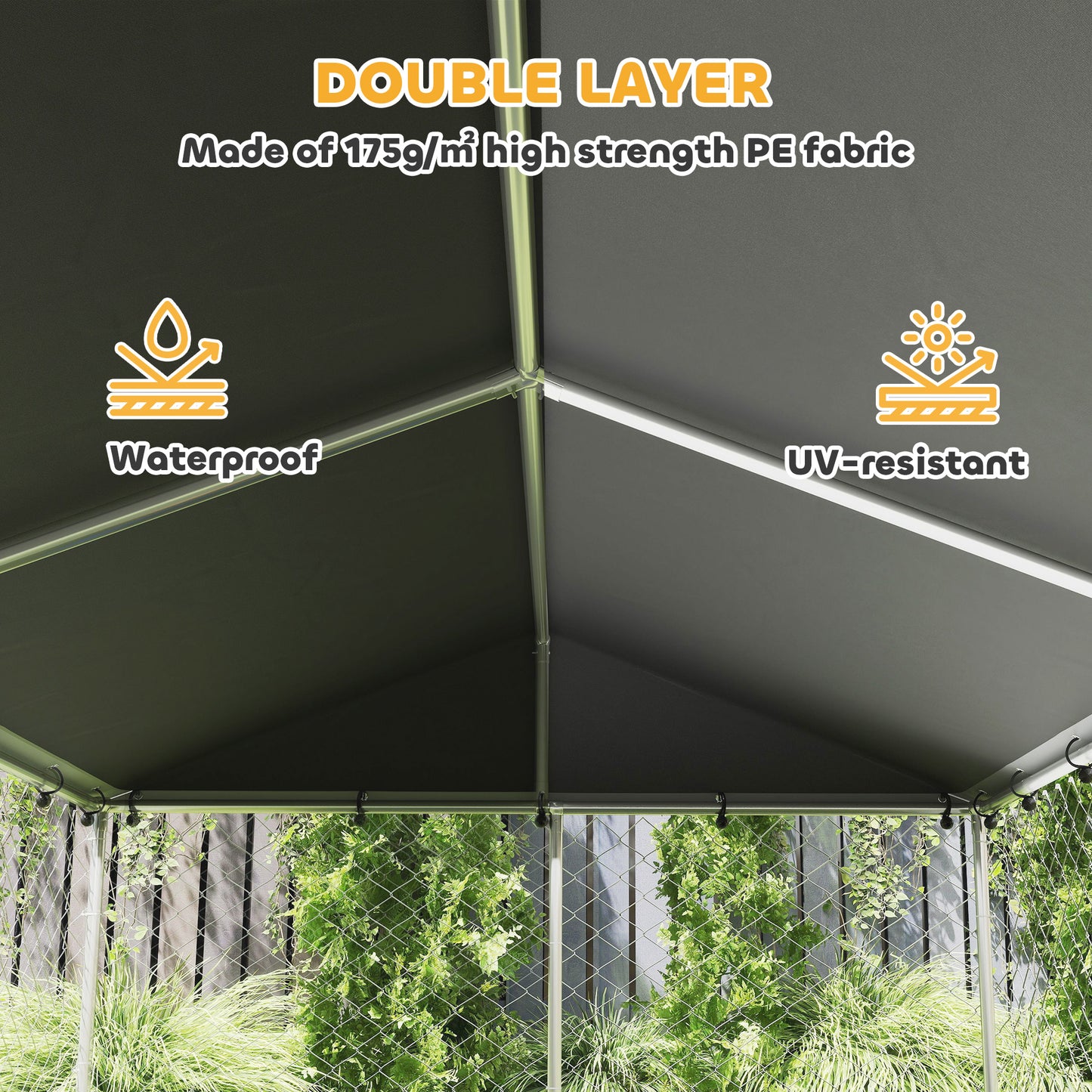 Outdoor Dog Kennel with Waterproof Cover and Lockable Door 20x7.5x5ft