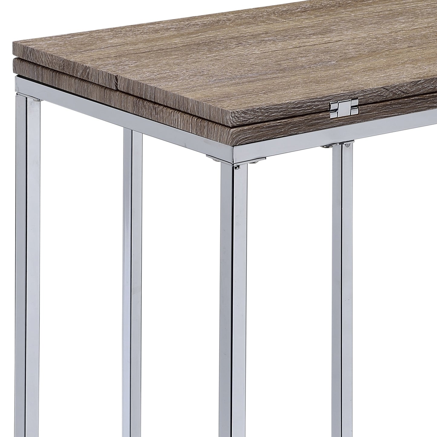 Accent Table with Weathered Oak and Chrome Finish - 24"