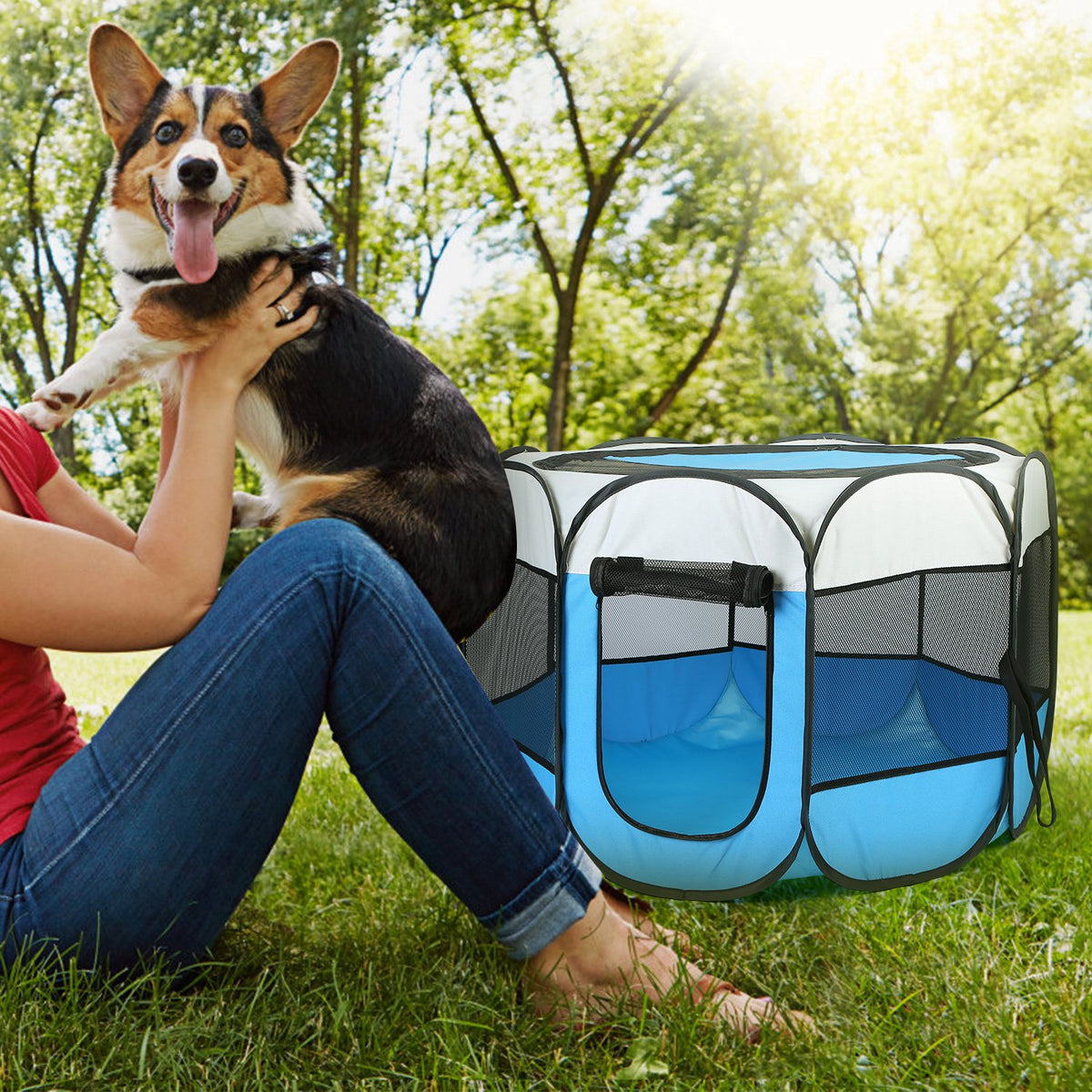 Portable Foldable Pet Tent for Dogs Cats & Small Pets - Water-Resistant Indoor Outdoor Kennel