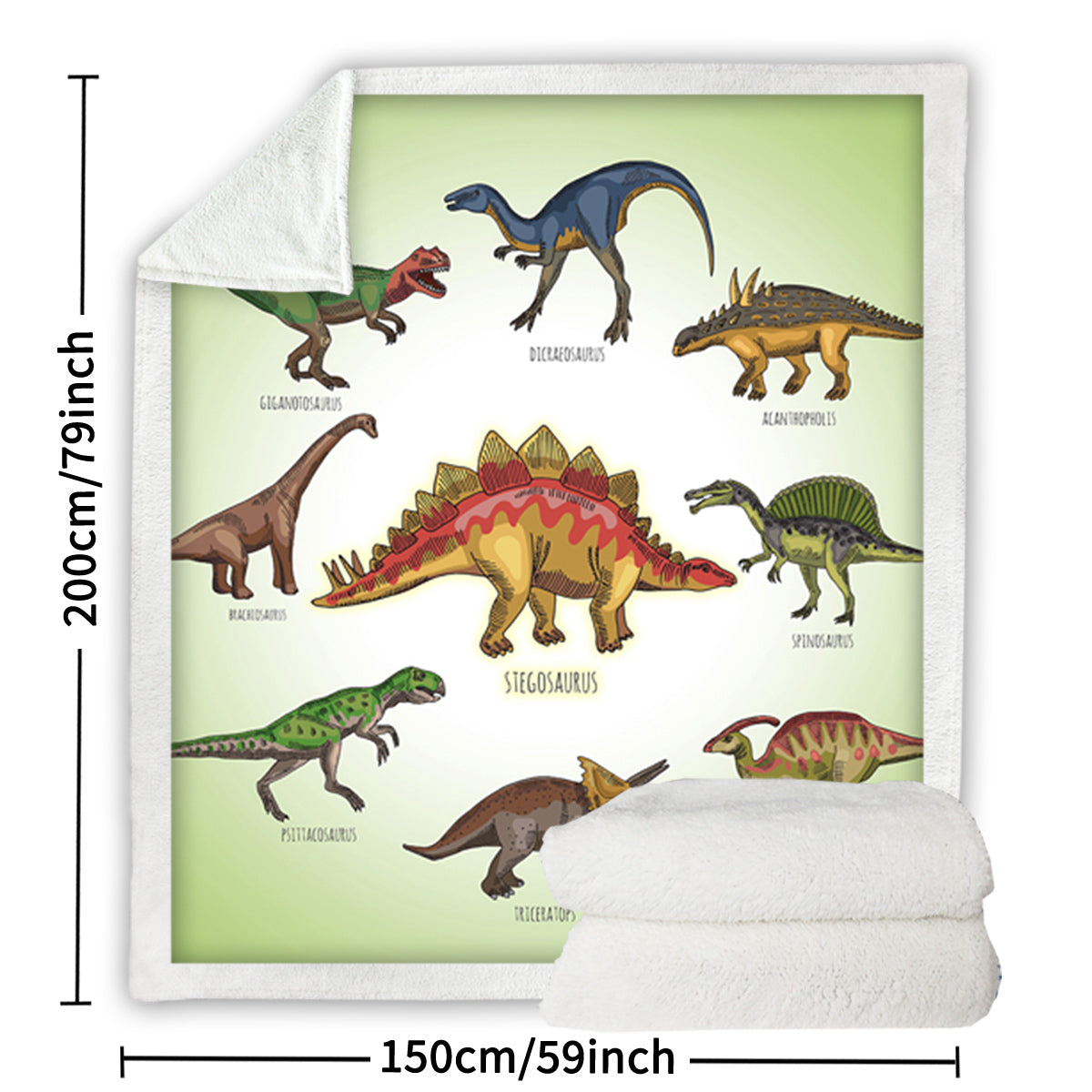 Dinosaur Family Sherpa Fleece Throw Blanket - 50x60 & 60x80